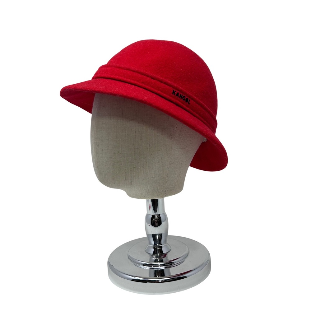 Kangol‎ Design Red Wool Felt Hat Made in England Vintage Bell Cloche Style